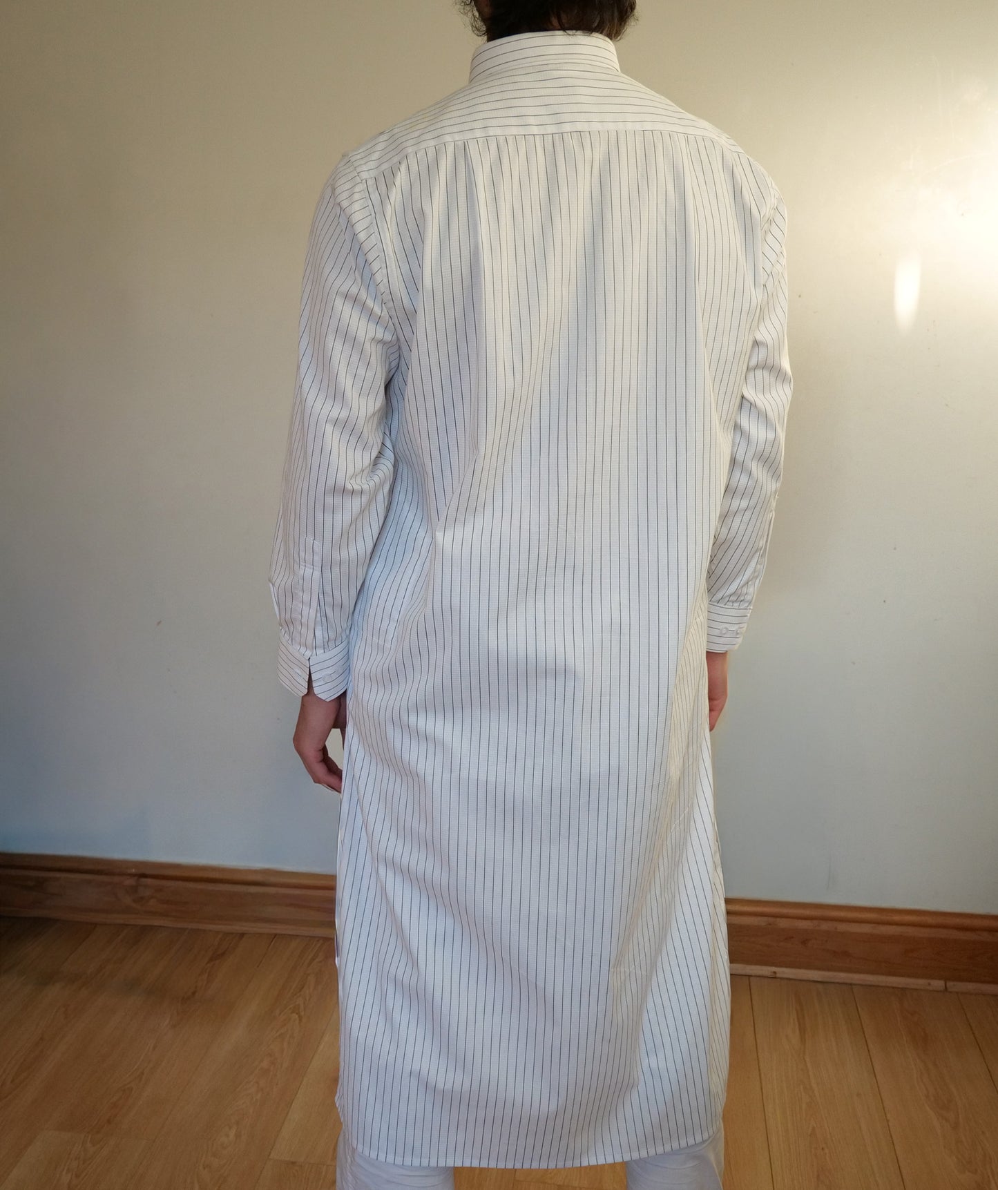 Al-Hilaal Fanjabi - White Black Pinstripes