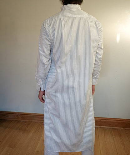 Al-Hilaal Fanjabi - White Black Pinstripes