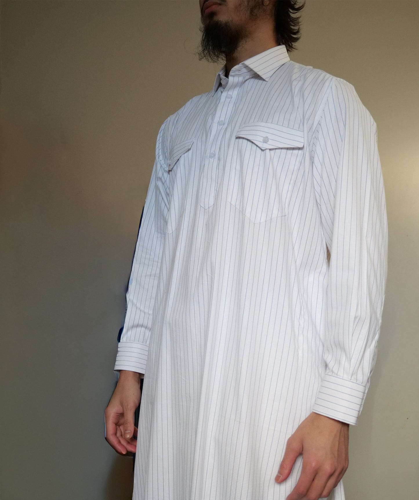 Al-Hilaal Fanjabi - Blue Pinstripes