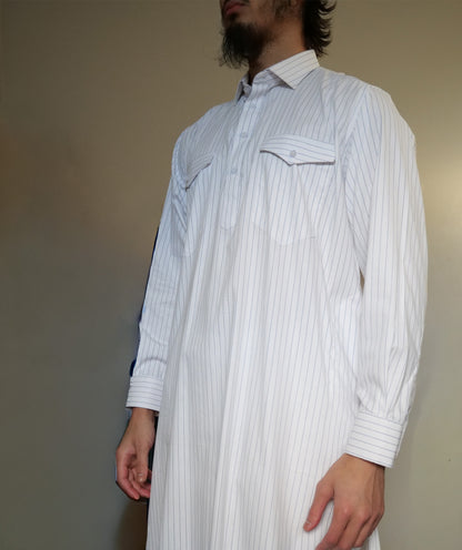Al-Hilaal Fanjabi - Blue Pinstripes