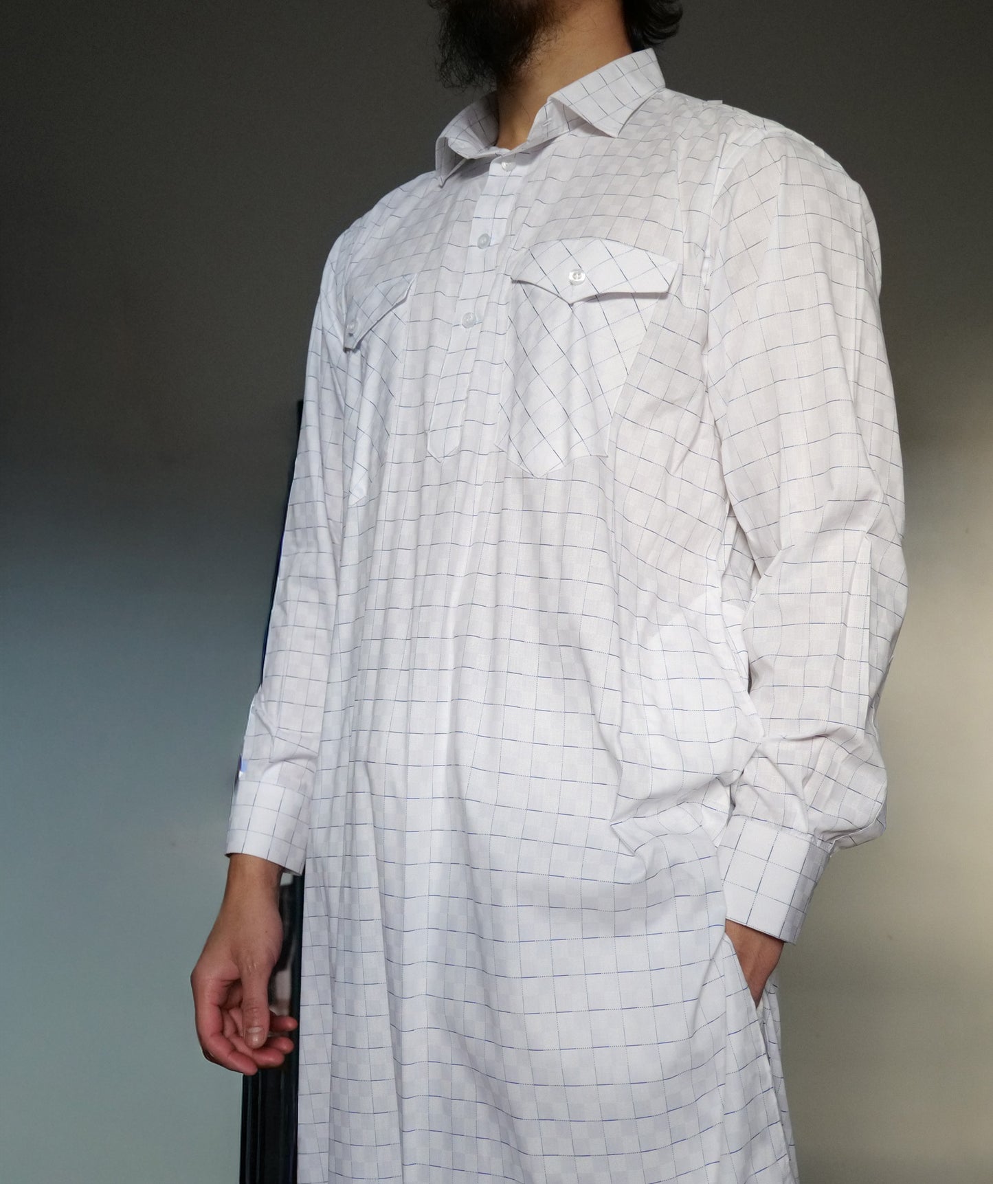 Al-Hilaal Fanjabi - Checkered in Blue