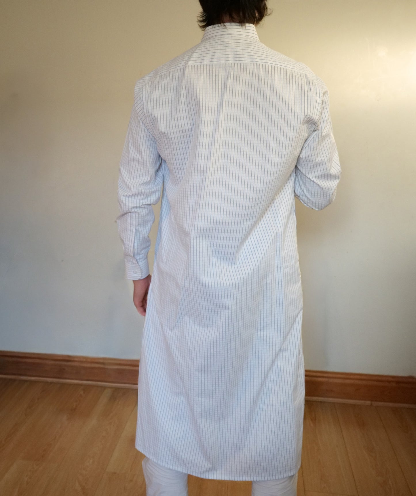 Al-Hilaal Fanjabi - Blue Pinstripe with Feint Vertical Lines