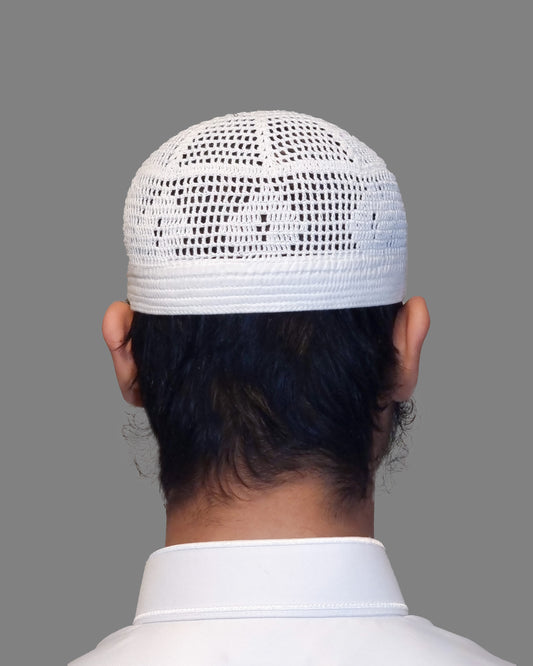 White Geometric Band Hat